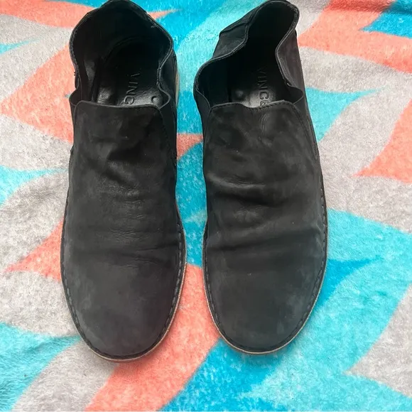 Vince Mia Slip-On Loafers- Black Nubuck Leather- Slouchy- Size 8