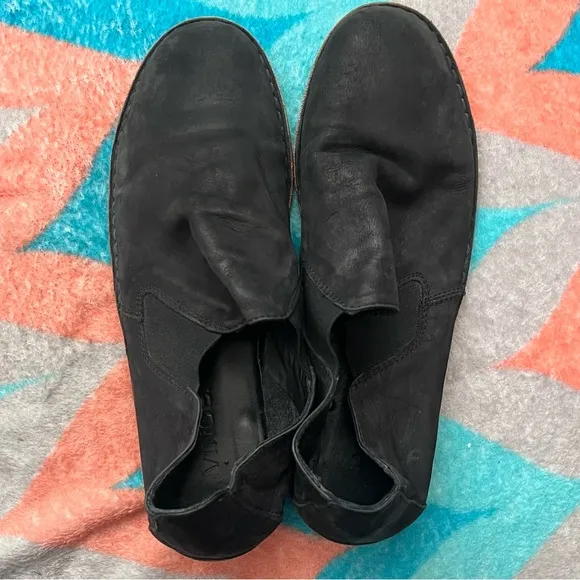 Vince Mia Slip-On Loafers- Black Nubuck Leather- Slouchy- Size 8