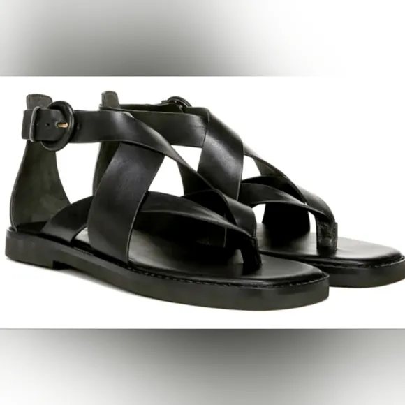 Vince Morris Women's Black Soft Leather Strappy Sandals US 9