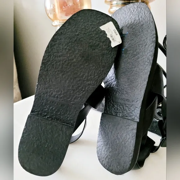 Vince Morris Women's Black Soft Leather Strappy Sandals US 9