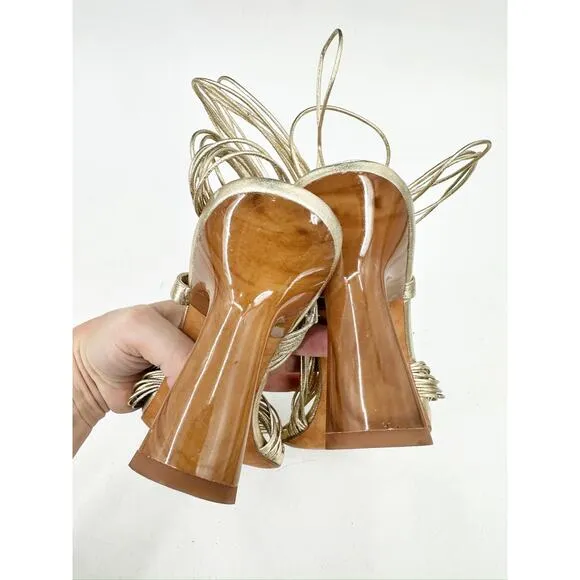 Vince Qala Strappy Champagne Gold High Heeled Sandals Size 9M