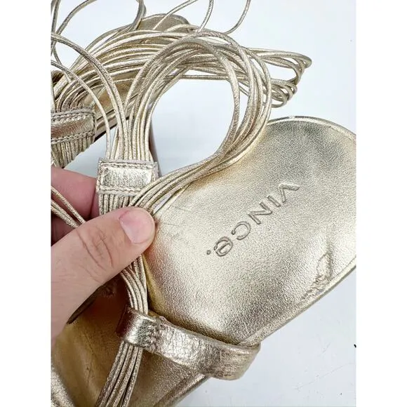 Vince Qala Strappy Champagne Gold High Heeled Sandals Size 9M