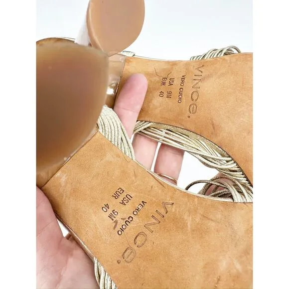 Vince Qala Strappy Champagne Gold High Heeled Sandals Size 9M