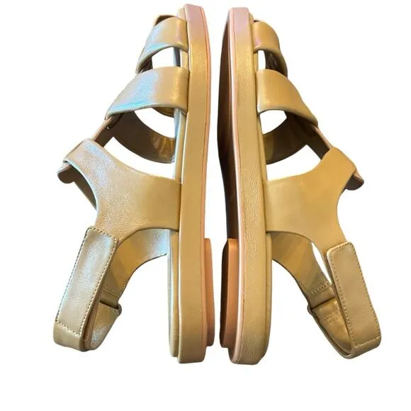 Vince Rava Strappy Fisherman Leather Sandals Minimal Sophisticated Tan NEW 10