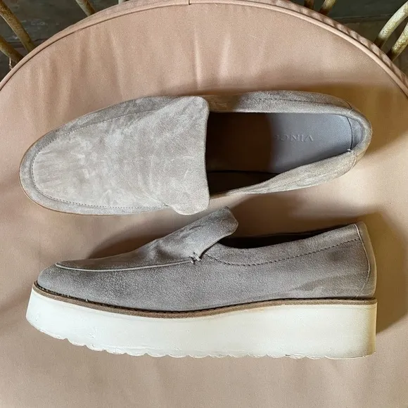 VINCE Zeta Slip On Platform Loafers Taupe Size 9.5