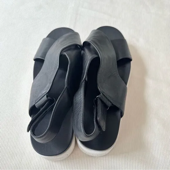 Vince Womens Sandals Weslan Crisscross Leather Platform Comfort Black Leather 8