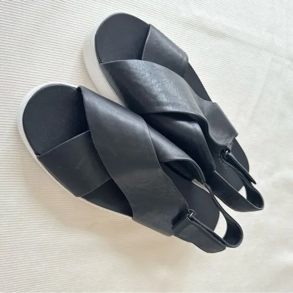Vince Womens Sandals Weslan Crisscross Leather Platform Comfort Black Leather 8