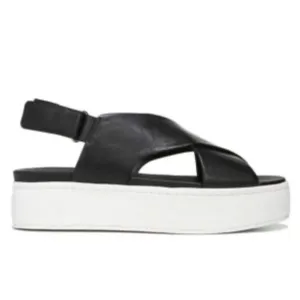 Vince Womens Sandals Weslan Crisscross Leather Platform Comfort Black Leather 8