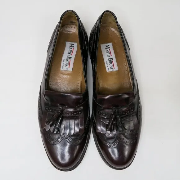 Vintage 90s Mario Bruni Burgundy Leather Tassel Loafer