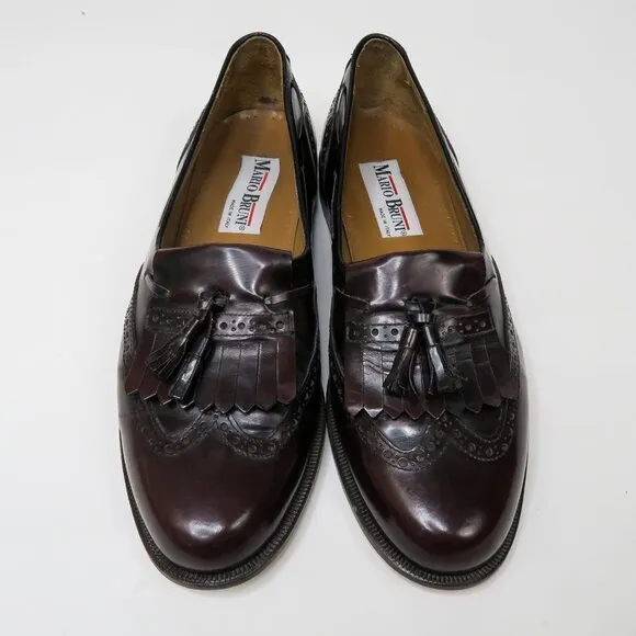 Vintage 90s Mario Bruni Burgundy Leather Tassel Loafer