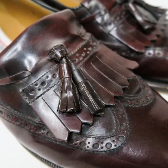 Vintage 90s Mario Bruni Burgundy Leather Tassel Loafer