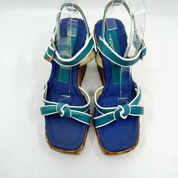 Vintage CHARLES JOURDAN Wicker Platform &quot;Pin-up&quot; Strappy Sandals