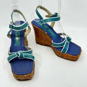 Vintage CHARLES JOURDAN Wicker Platform &quot;Pin-up&quot; Strappy Sandals
