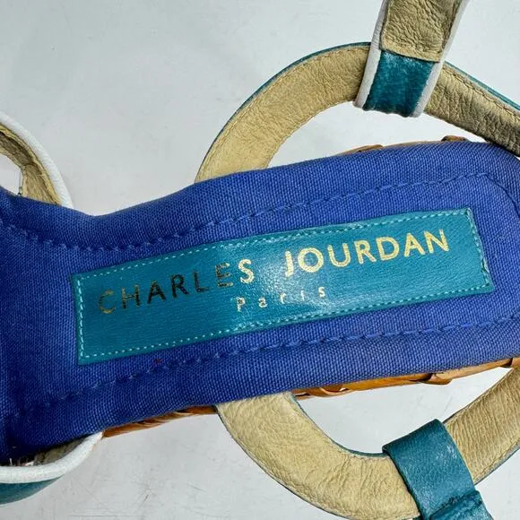 Vintage CHARLES JOURDAN Wicker Platform &quot;Pin-up&quot; Strappy Sandals