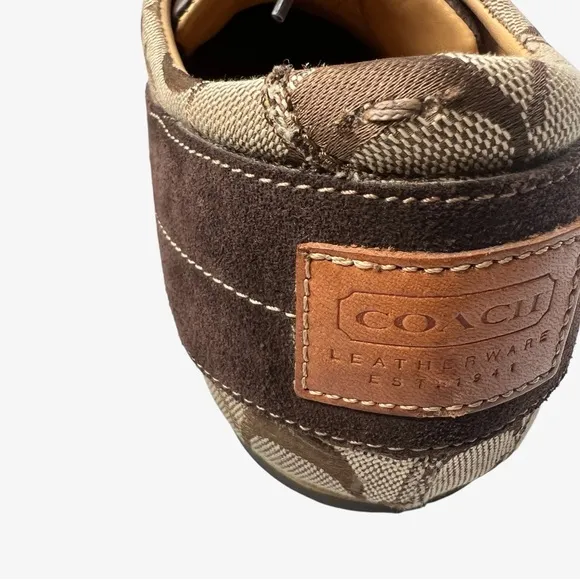 Vintage Coach Signature Jacquard Canvas Suede Sneakers Mens 8D Henley P718 Italy