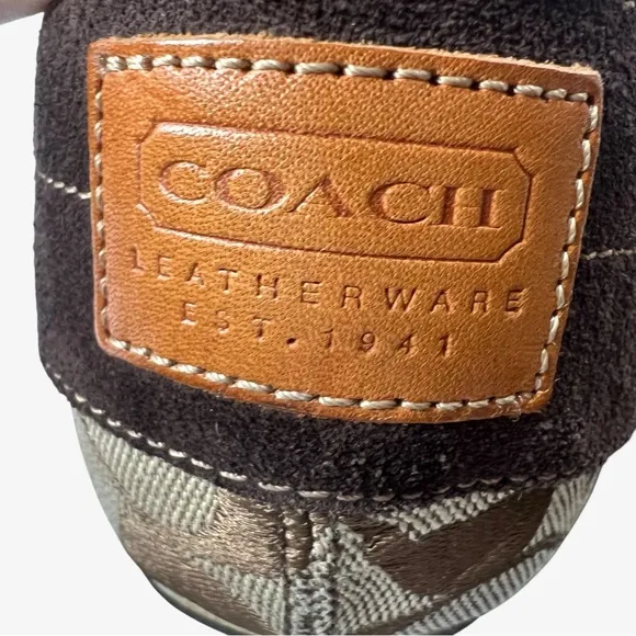 Vintage Coach Signature Jacquard Canvas Suede Sneakers Mens 8D Henley P718 Italy