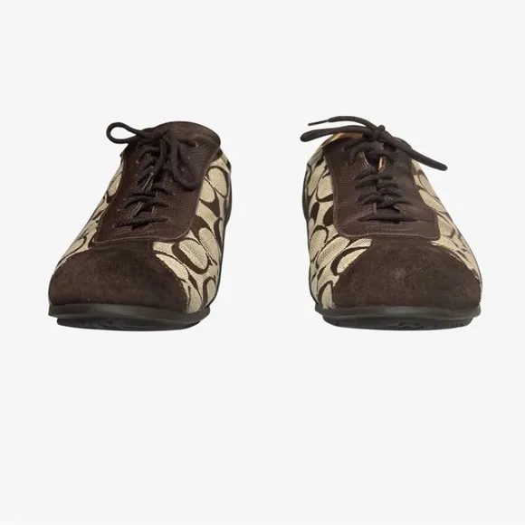 Vintage Coach Signature Jacquard Canvas Suede Sneakers Mens 8D Henley P718 Italy