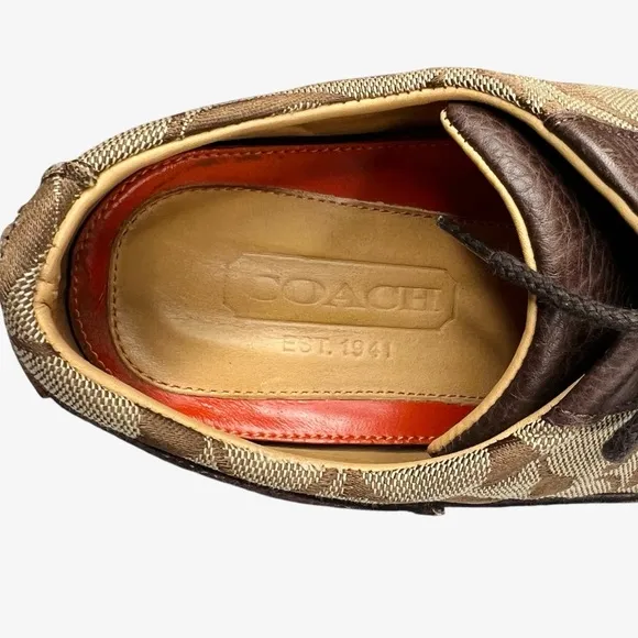 Vintage Coach Signature Jacquard Canvas Suede Sneakers Mens 8D Henley P718 Italy