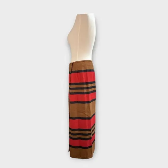 Vintage Country Southwestern Blanket Wrap Long Skirt, size 10. striped tan red