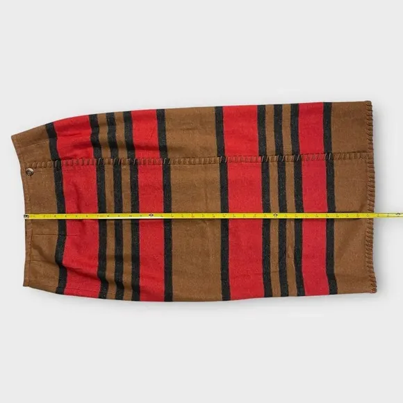 Vintage Country Southwestern Blanket Wrap Long Skirt, size 10. striped tan red