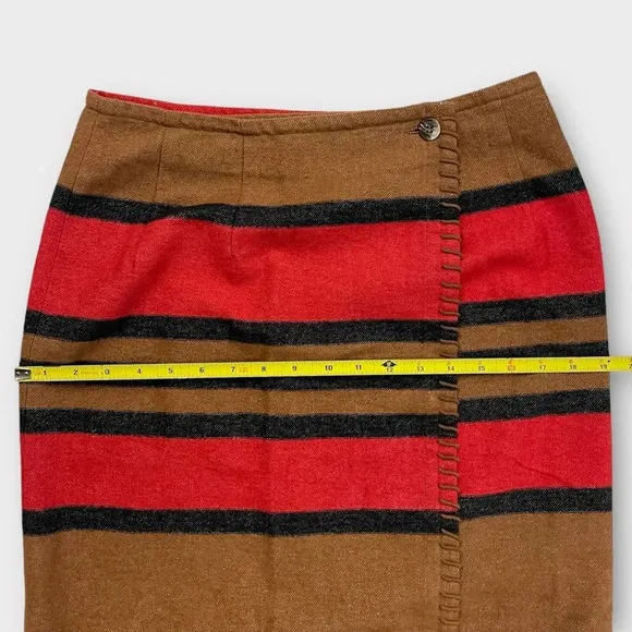 Vintage Country Southwestern Blanket Wrap Long Skirt, size 10. striped tan red