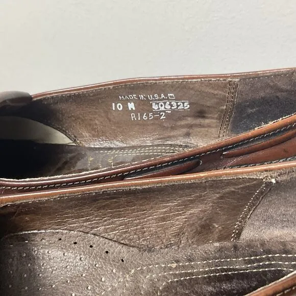 Vintage Dexter Tassel Loafers 10M USA Made Brown Leather Kiltie Wingtip Shoes
