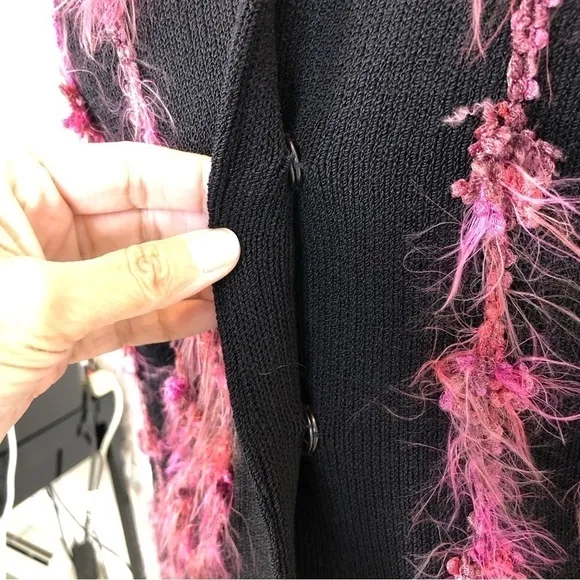 VINTAGE Egoiste black &amp; pink feather blazer midi skirt suit size 4