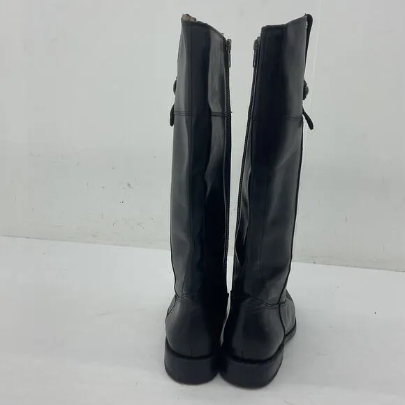 Vintage Frye Jayden Button Black Leather Riding Boots, Women's 8.5B, Preowned