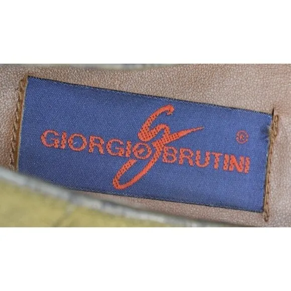 Vintage Giorgio Brutini Olive Green Suede Loafers With Gold Chain Accent -LT3139