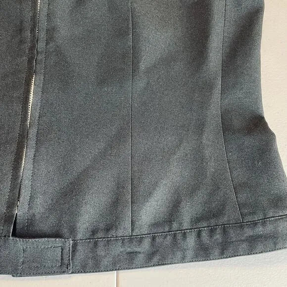 VINTAGE HALSTON Black Label Black Jacket Classic Full Zip Spread Collar Size 6