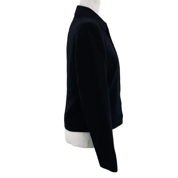 VINTAGE HALSTON Black Label Black Jacket Classic Full Zip Spread Collar Size 6