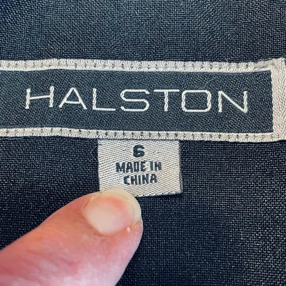 VINTAGE HALSTON Black Label Black Jacket Classic Full Zip Spread Collar Size 6