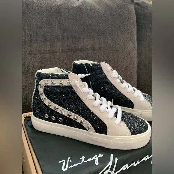 Vintage Havana Dormy Glitter High Top Sneaker Stars Studs Women's NIB 🌴