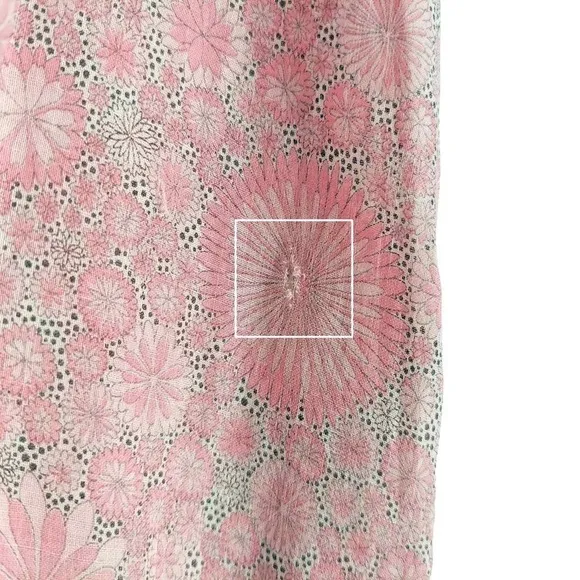 Vintage Jean Lang Original Dress Semi Sheer Ruffle Neck Ditsy Pink White Medium