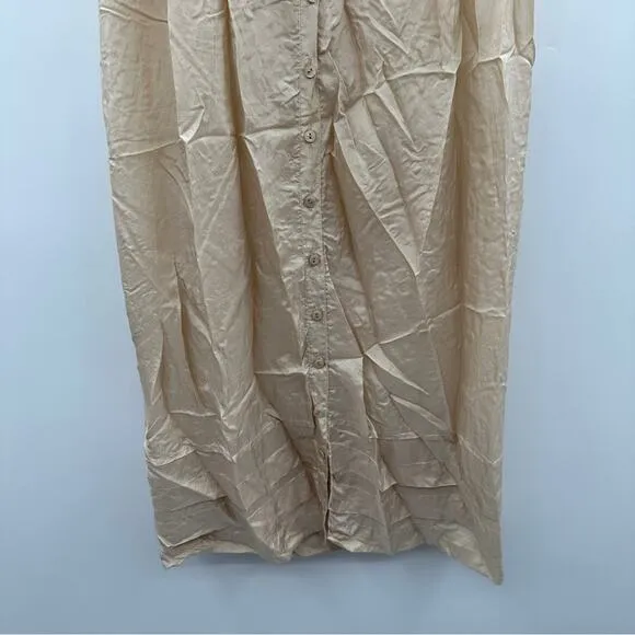 Vintage Johnny Was 100% Silk Eyelet Mesh Embroidered Midi‎ Dress in Cream Sz XS