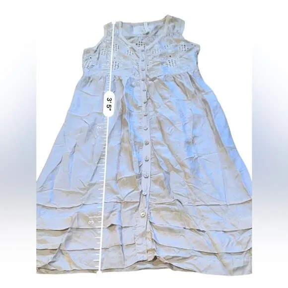 Vintage Johnny Was 100% Silk Eyelet Mesh Embroidered Midi‎ Dress in Cream Sz XS