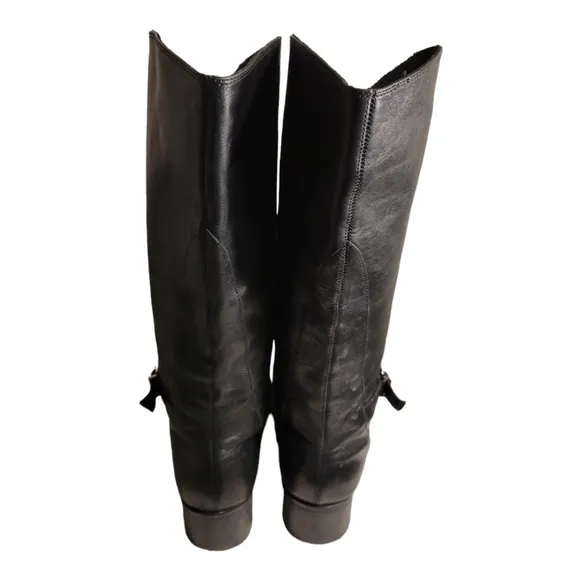 Vintage Kenneth Cole Reaction Black Leather Riding Boots Size 8.5