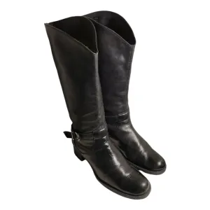 Vintage Kenneth Cole Reaction Black Leather Riding Boots Size 8.5