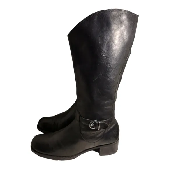 Vintage Kenneth Cole Reaction Black Leather Riding Boots Size 8.5