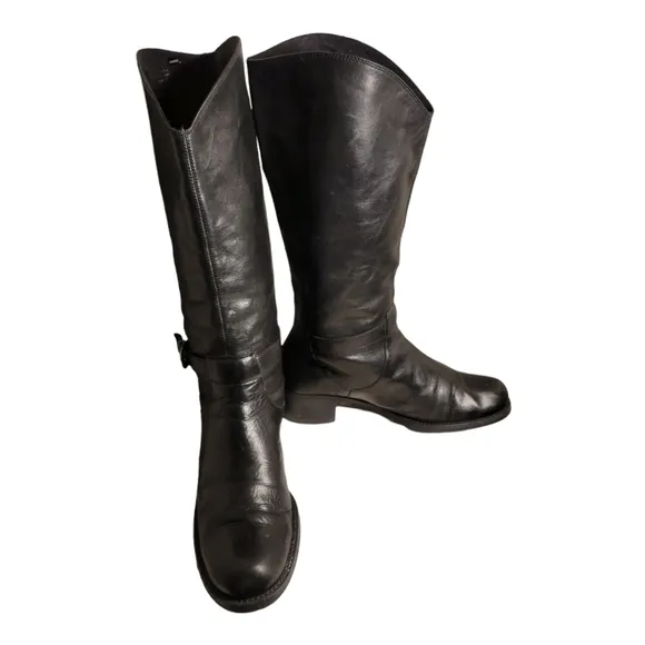 Vintage Kenneth Cole Reaction Black Leather Riding Boots Size 8.5