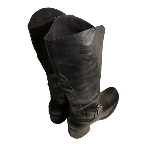 Vintage Kenneth Cole Reaction Black Leather Riding Boots Size 8.5