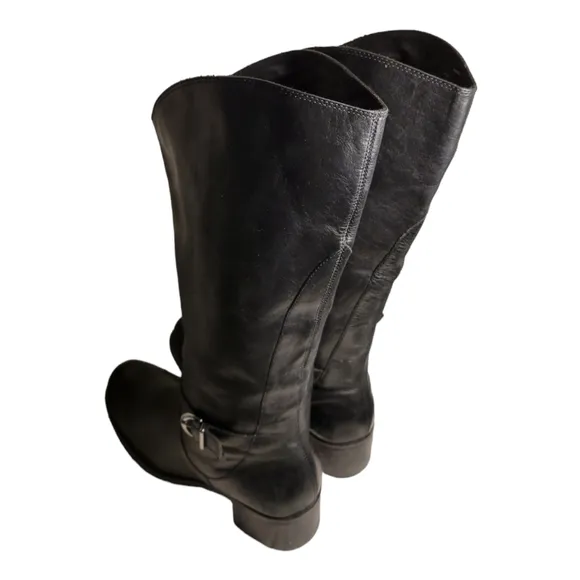 Vintage Kenneth Cole Reaction Black Leather Riding Boots Size 8.5