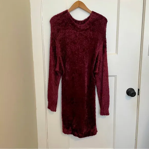 VINTAGE LYNN‎ CHRISTOPHER KNITWEAR Sweater Dress, Handloomed, Pink-Burgundy