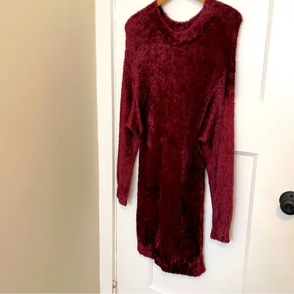 VINTAGE LYNN‎ CHRISTOPHER KNITWEAR Sweater Dress, Handloomed, Pink-Burgundy