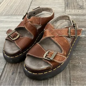 Vintage Made in England Dr. Martens 8209 Brown Platform Sandals Y2K