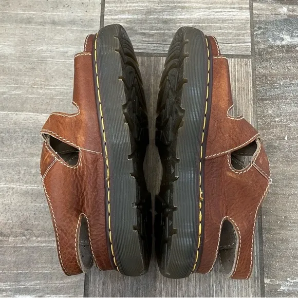 Vintage Made in England Dr. Martens 8209 Brown Platform Sandals Y2K