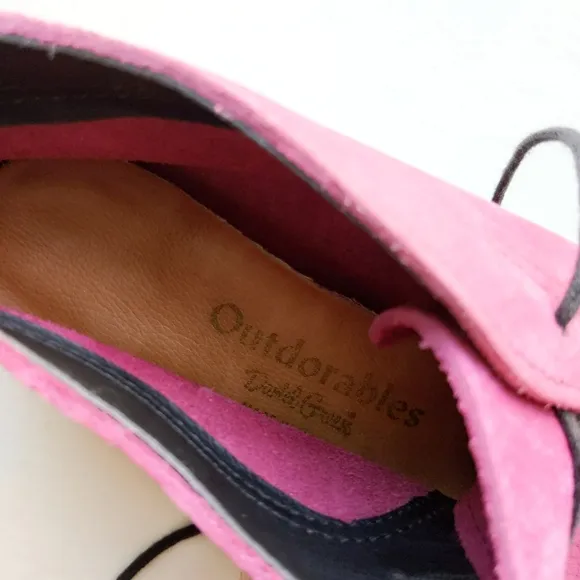 Vintage Magenta Pink Suede Leather Wedge Desert Booties Boots 6