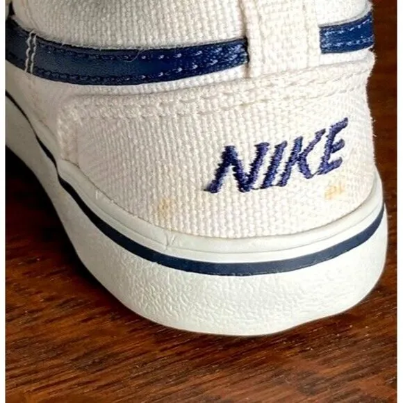 Vintage Nike - White Canvas, Blue Swoosh Logo Sneakers, Toddler 4.5 - Circa 2005