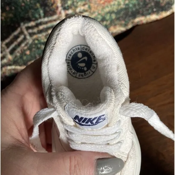 Vintage Nike - White Canvas, Blue Swoosh Logo Sneakers, Toddler 4.5 - Circa 2005
