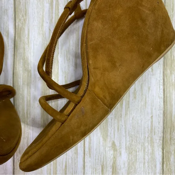 Vintage Prada Y2K Brown Suede Platform Wedge Sandals